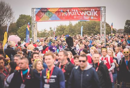 A photo of a crowd of people at the Kiltwalk in Edinburgh
