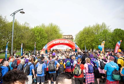 A photo of a crowd at the Kiltwalk in Glasgow