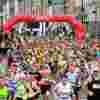 Runners at the start line of the Cardiff Half Marathon